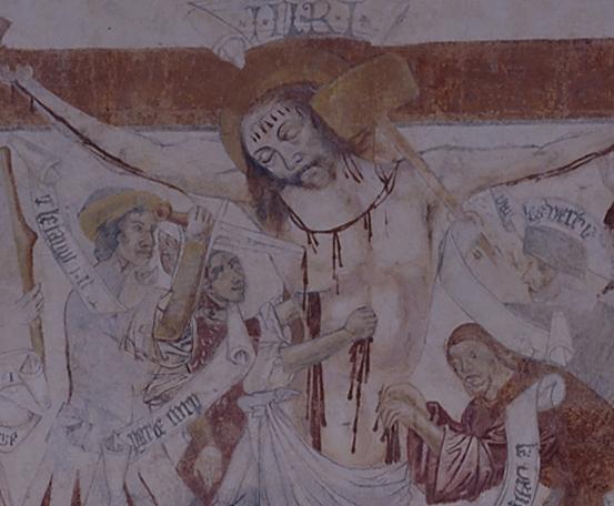 La Crucifixion, une des belles peintures murales de l'église de Saint-Christophe
